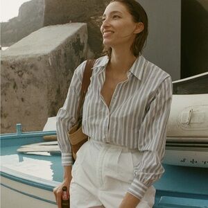 Dôen Blue and White Hava Striped Top